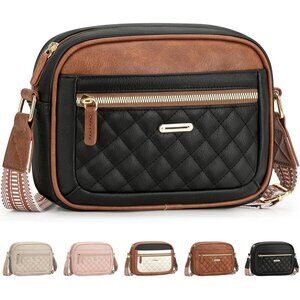 Women’s Small Waterproof Leather Crossbody Bag with Adjustable Strap - Multi-Poc